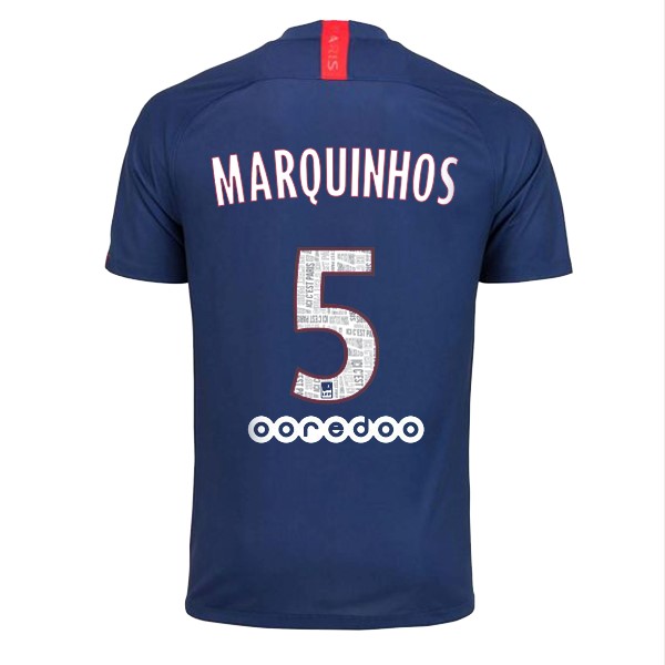 Camiseta Paris Saint Germain NO.5 Marquinhos 1ª Kit 2019 2020 Azul